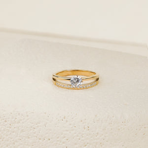Zura White CZ Double Ring - Gold