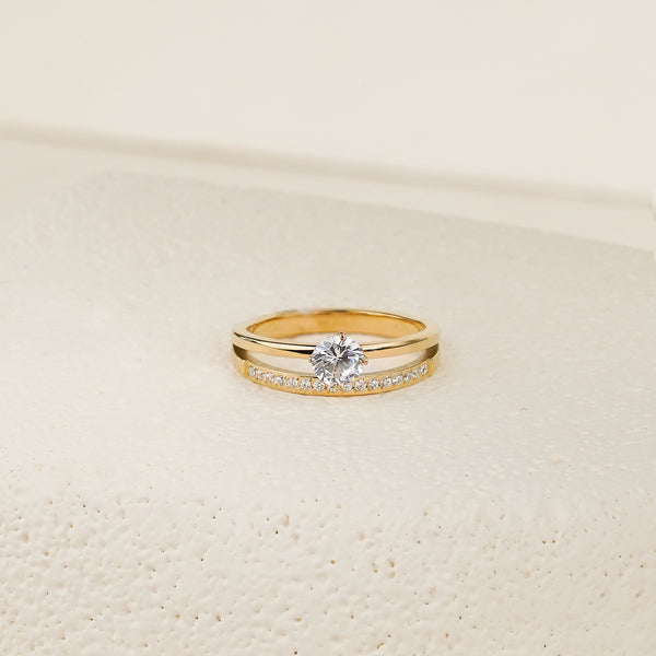 Zura White CZ Double Ring - Gold