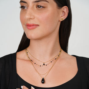 Vira Black Agate Large Tear Drop Necklace