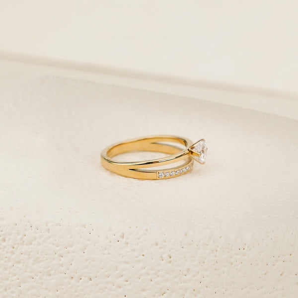 Zura White CZ Double Ring - Gold