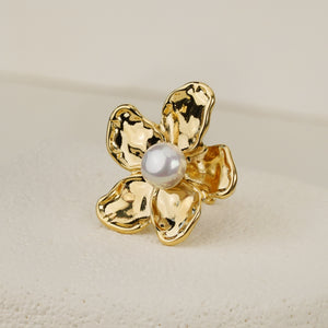 Five Petal Flower Pearl Ring