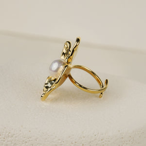 Five Petal Flower Pearl Ring
