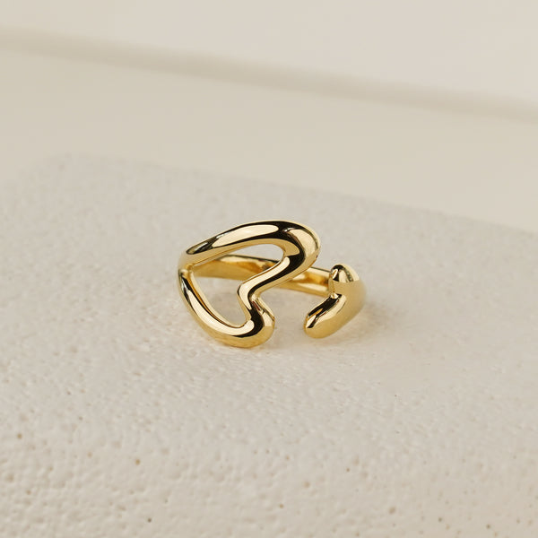 Elara Open Heart Ring - Gold