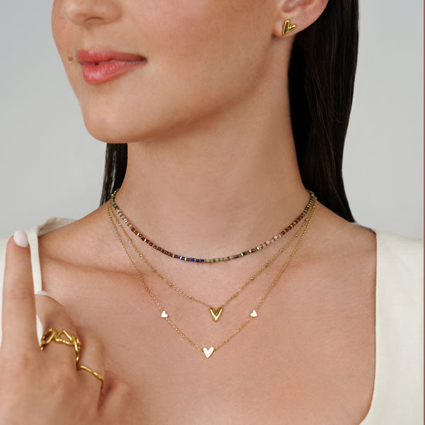 Tria Tiny Trio Heart Necklace - Gold