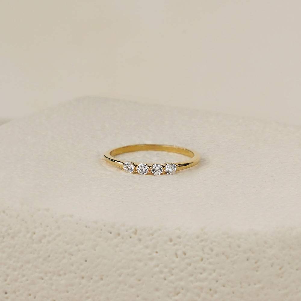 Four Stone Mini White CZ Ring - Gold