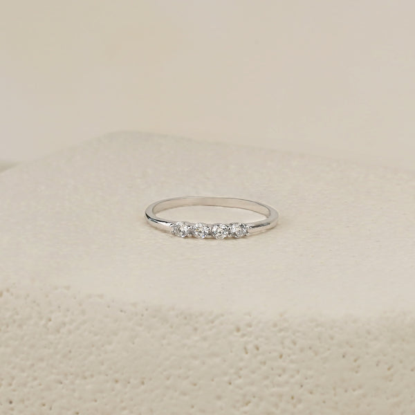 Four Stone Mini White CZ Ring - Silver