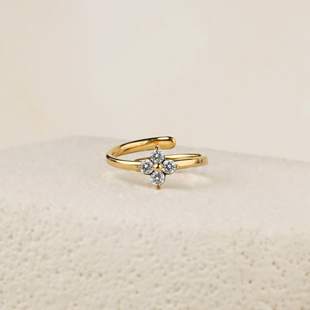 Clove White CZ Ring - Gold