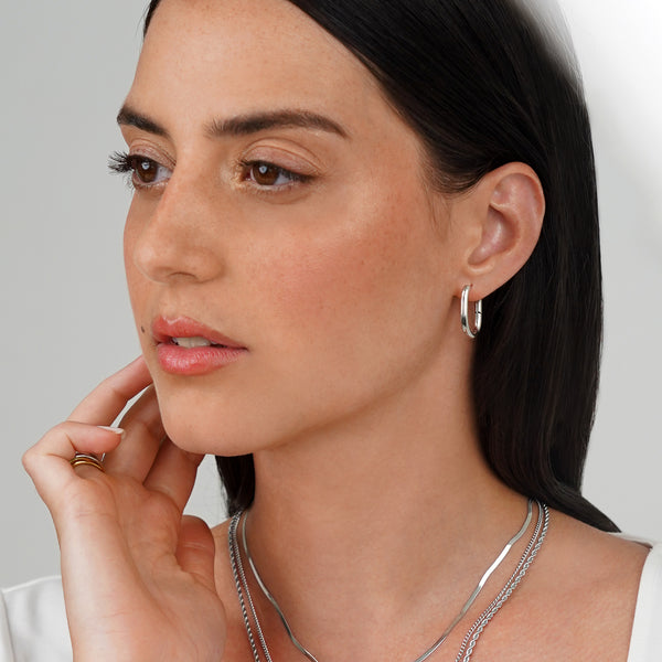 Gema Triple Textured Chain Necklace - Silver