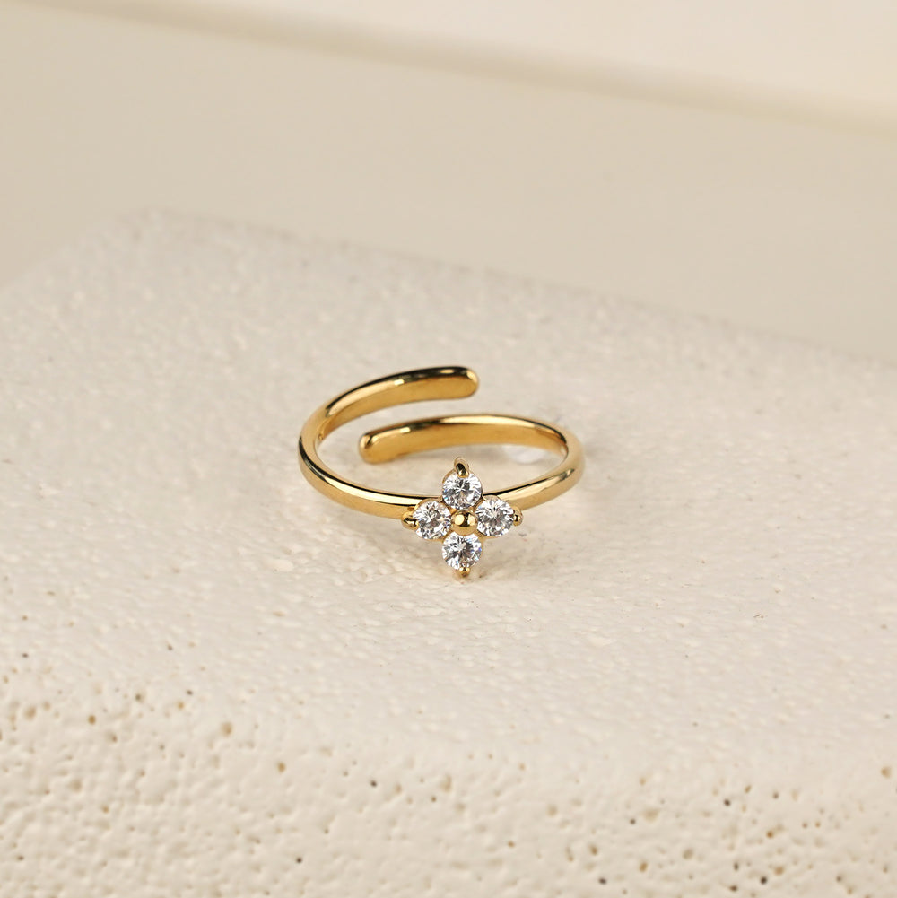 Clove White CZ Ring - Gold