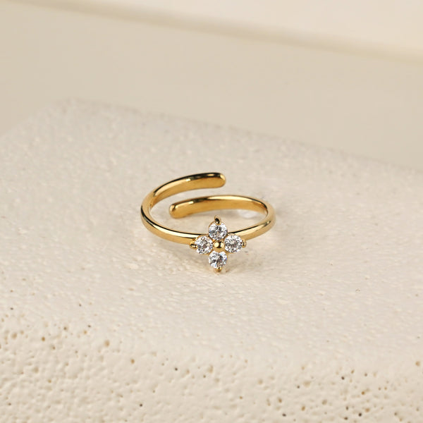 Clove White CZ Ring - Gold