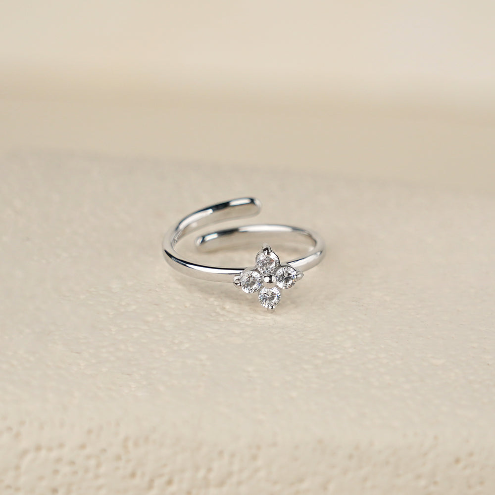 Zura White CZ Double Ring - Silver