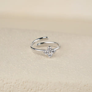 Zura White CZ Double Ring - Silver