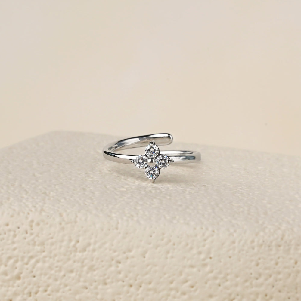 Zura White CZ Double Ring - Silver