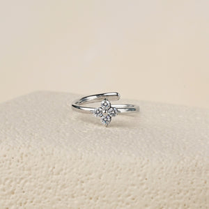 Zura White CZ Double Ring - Silver