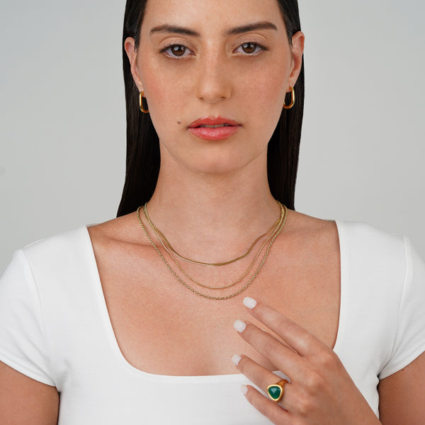 Gema Triple Textured Chain Necklace - Gold