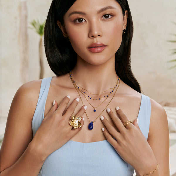 Five Petal Flower Pearl Ring