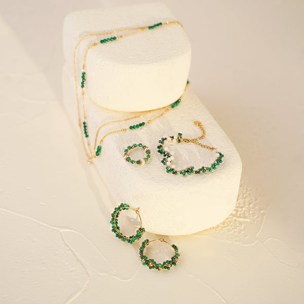 Malachite Bead Hoops