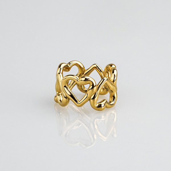 Solid Heart Eternity Ring - Gold