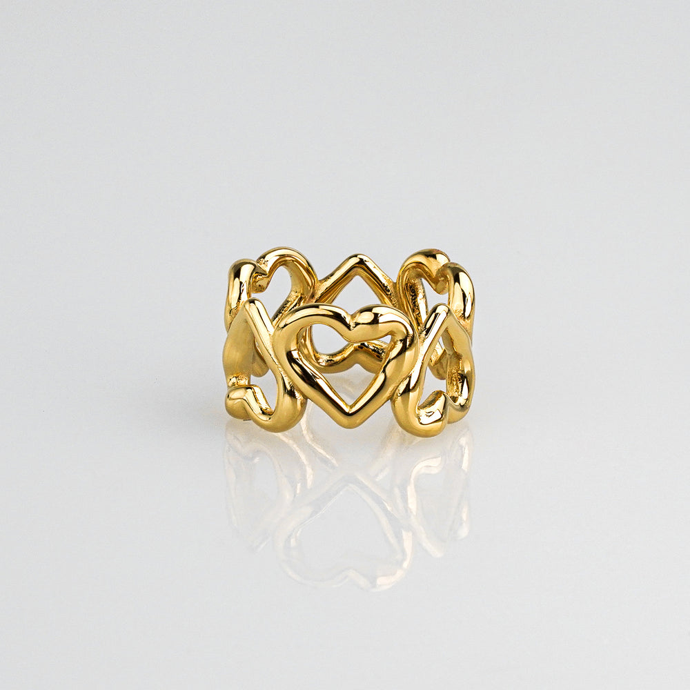 Solid Heart Eternity Ring - Gold