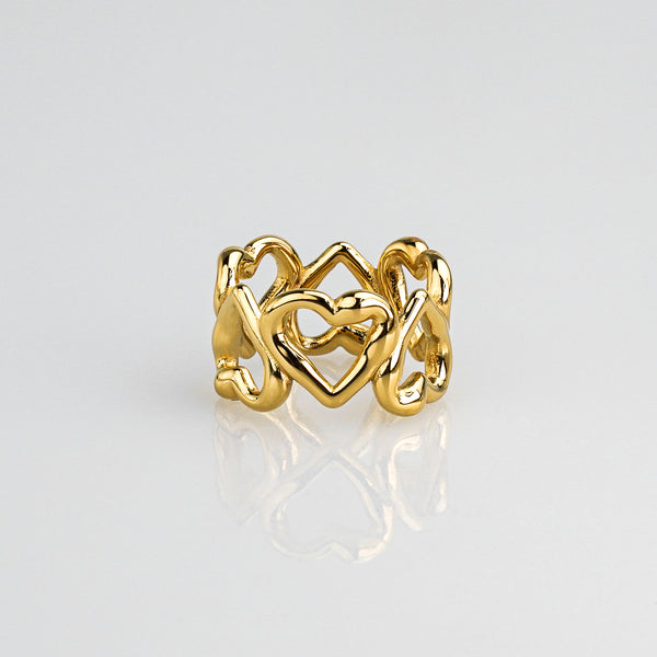 Solid Heart Eternity Ring - Gold