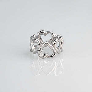 Solid Heart Eternity Ring - Silver