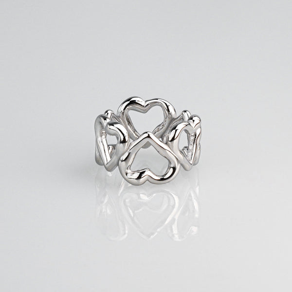 Solid Heart Eternity Ring - Silver
