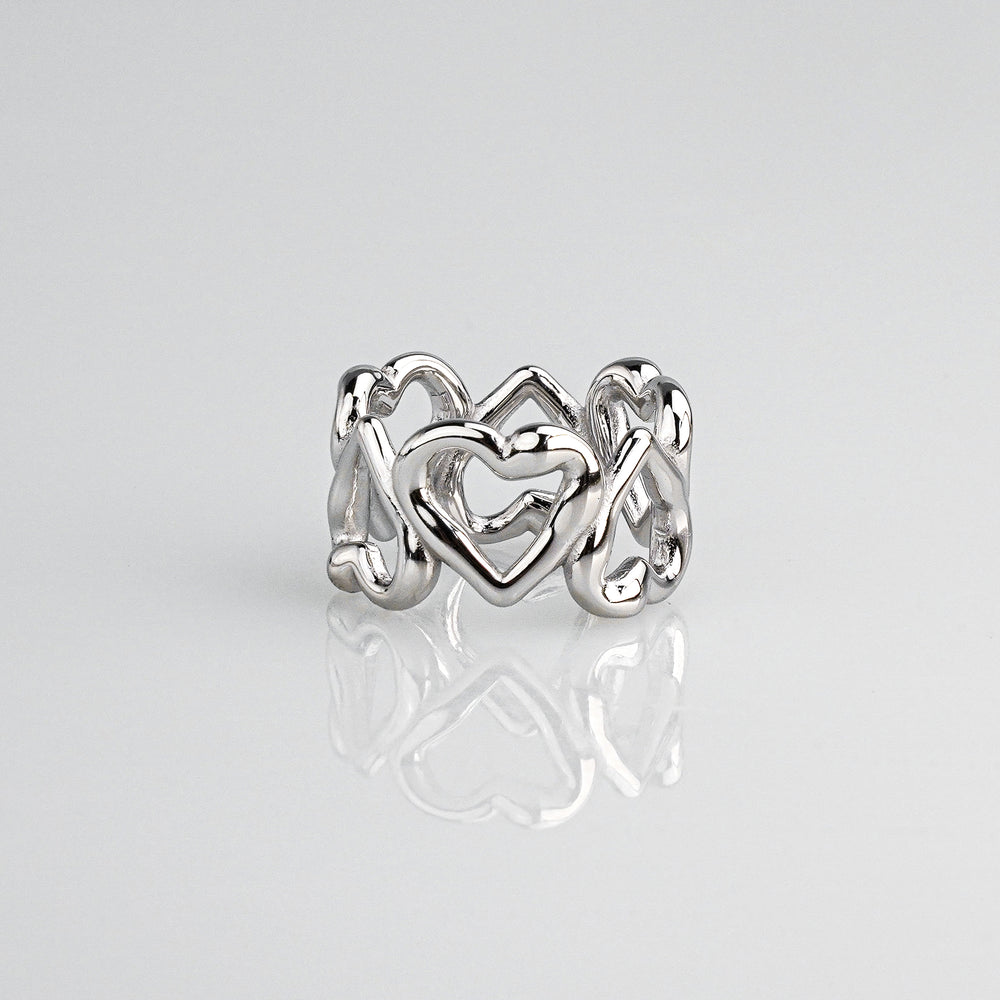 Solid Heart Eternity Ring - Silver