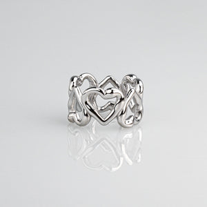 Solid Heart Eternity Ring - Silver