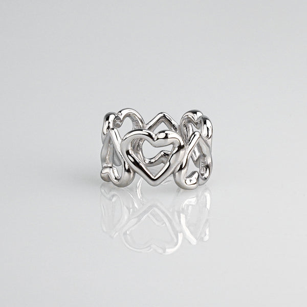 Solid Heart Eternity Ring - Silver