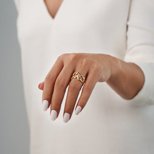 Solid Heart Eternity Ring - Gold