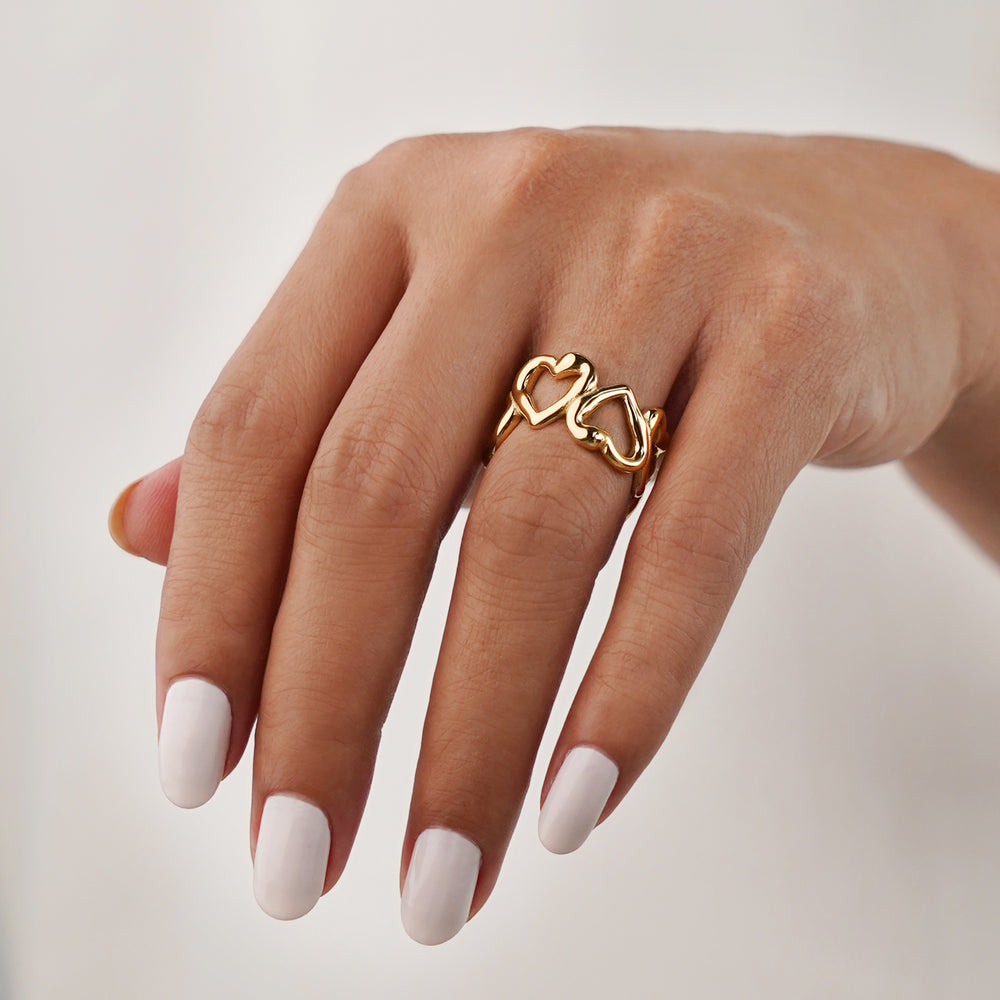 Solid Heart Eternity Ring - Gold