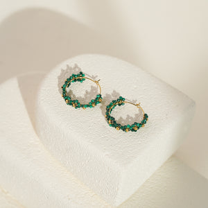 Malachite Bead Hoops