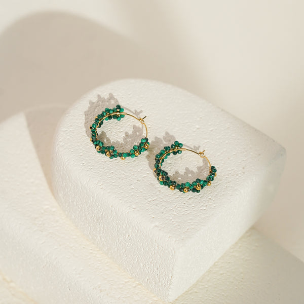 Malachite Bead Hoops