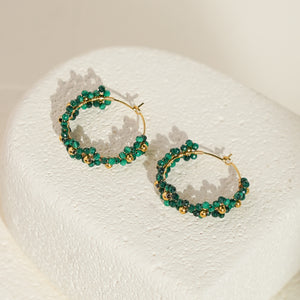Malachite Bead Hoops