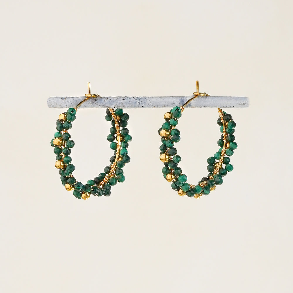 Malachite Bead Hoops