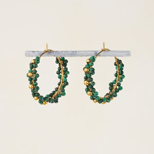 Malachite Bead Hoops