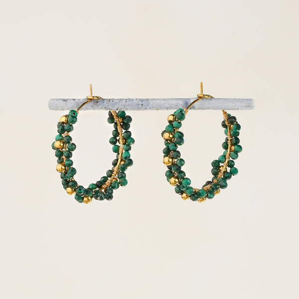 Malachite Bead Hoops
