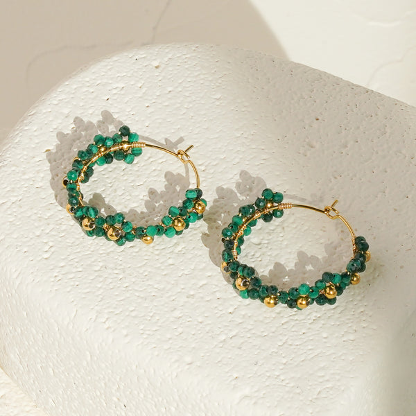Malachite Bead Hoops
