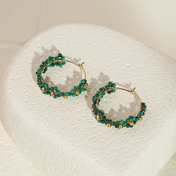 Malachite Bead Hoops