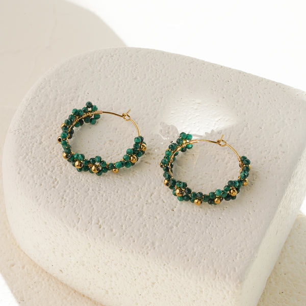 Malachite Bead Hoops