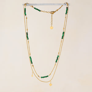Kalia Double Chain Malachite Bead Necklace