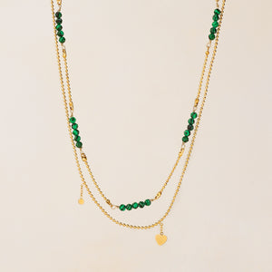 Kalia Double Chain Malachite Bead Necklace