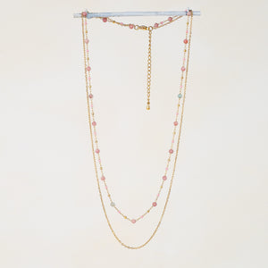 Pink Tourmaline Double Strand Necklace