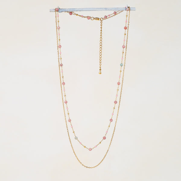 Pink Tourmaline Double Strand Necklace
