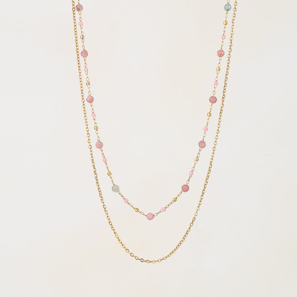 Pink Tourmaline Double Strand Necklace