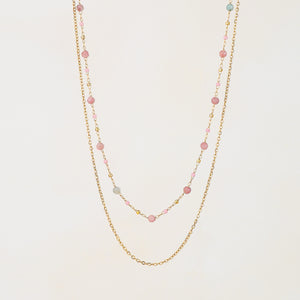 Pink Tourmaline Double Strand Necklace