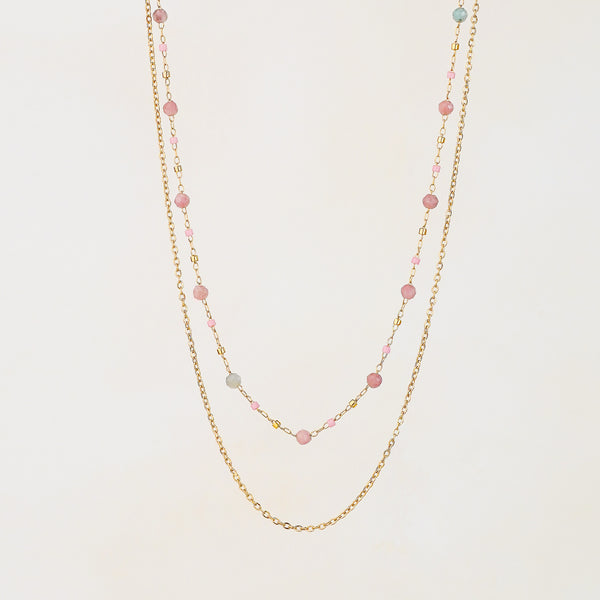 Pink Tourmaline Double Strand Necklace