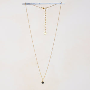 Cube Black Agate Small Pendant Necklace