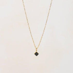Cube Black Agate Small Pendant Necklace