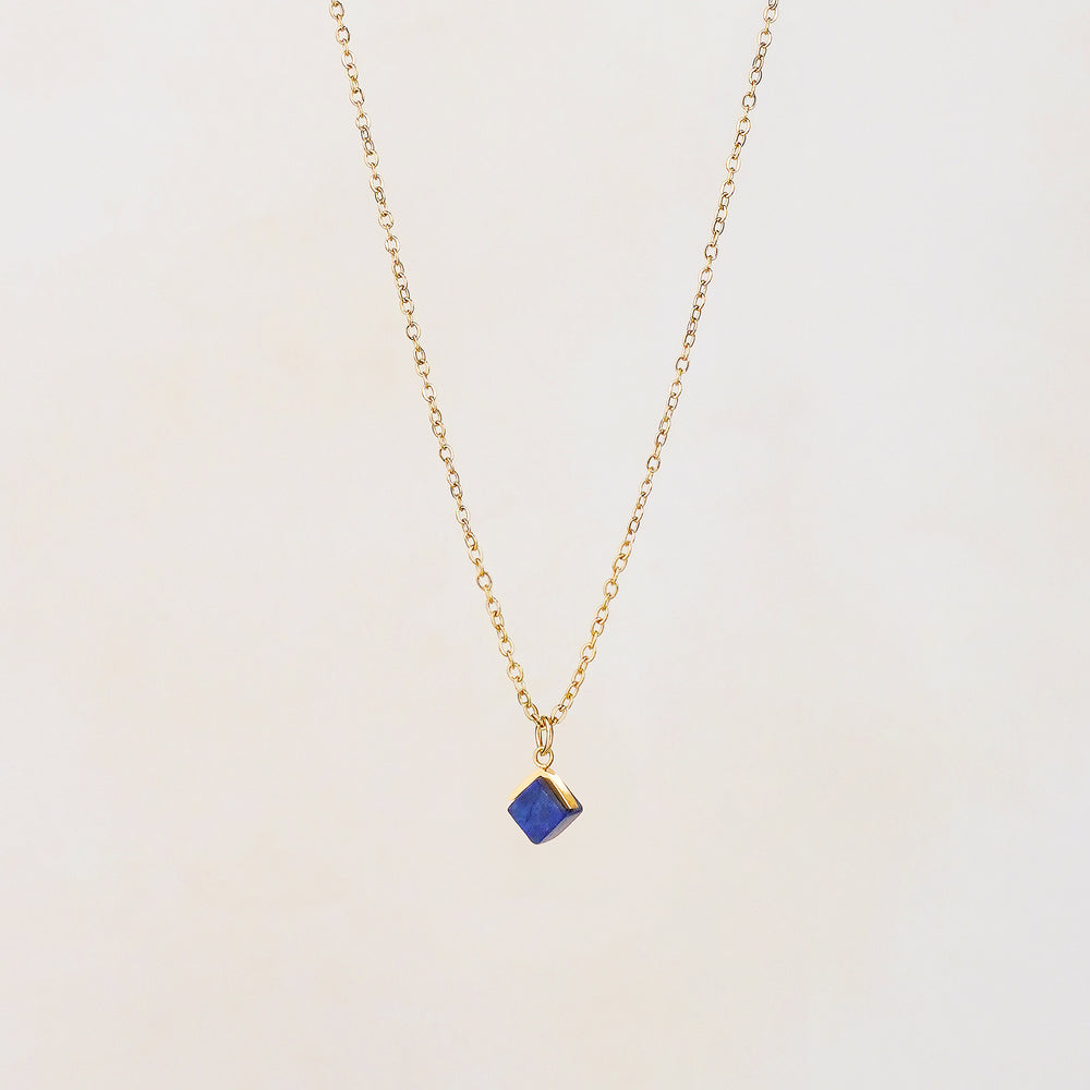 Cube Lapis Lazuli Small Pendant Necklace